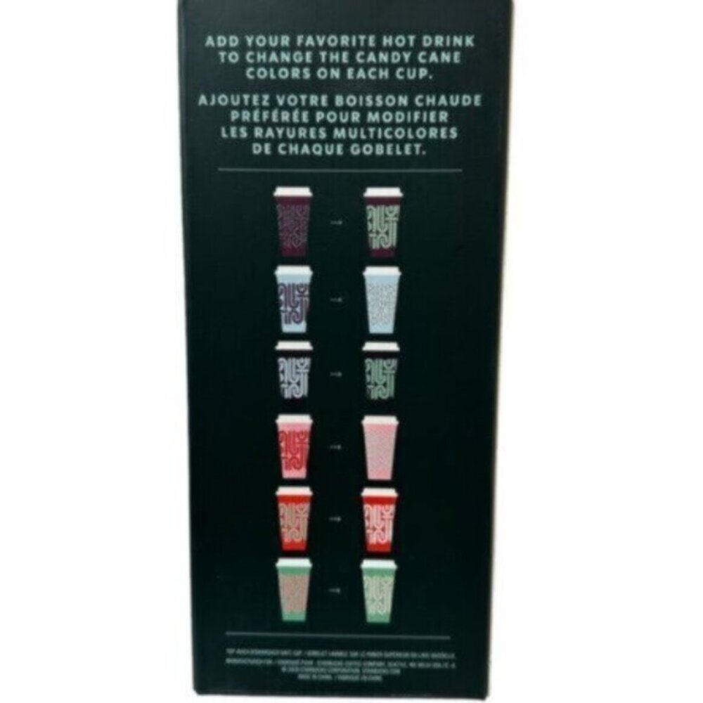 NWT Starbucks | Pack Of 6 Color Changing Candy Cane Reusable Hot Cups - Picture 5 of 7